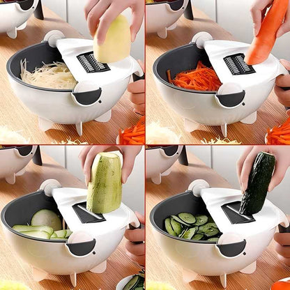 7 in 1 Multifunction Magic Rotate Vegetable Cutter with Drain Basket Large Capacity