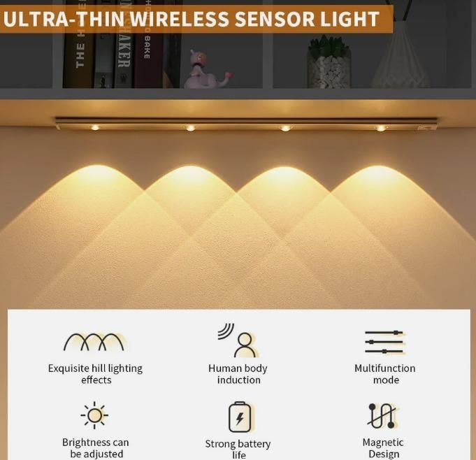 LED PIR Motion Sensor Cabinet Light – USB Rechargeable & Easy to Install